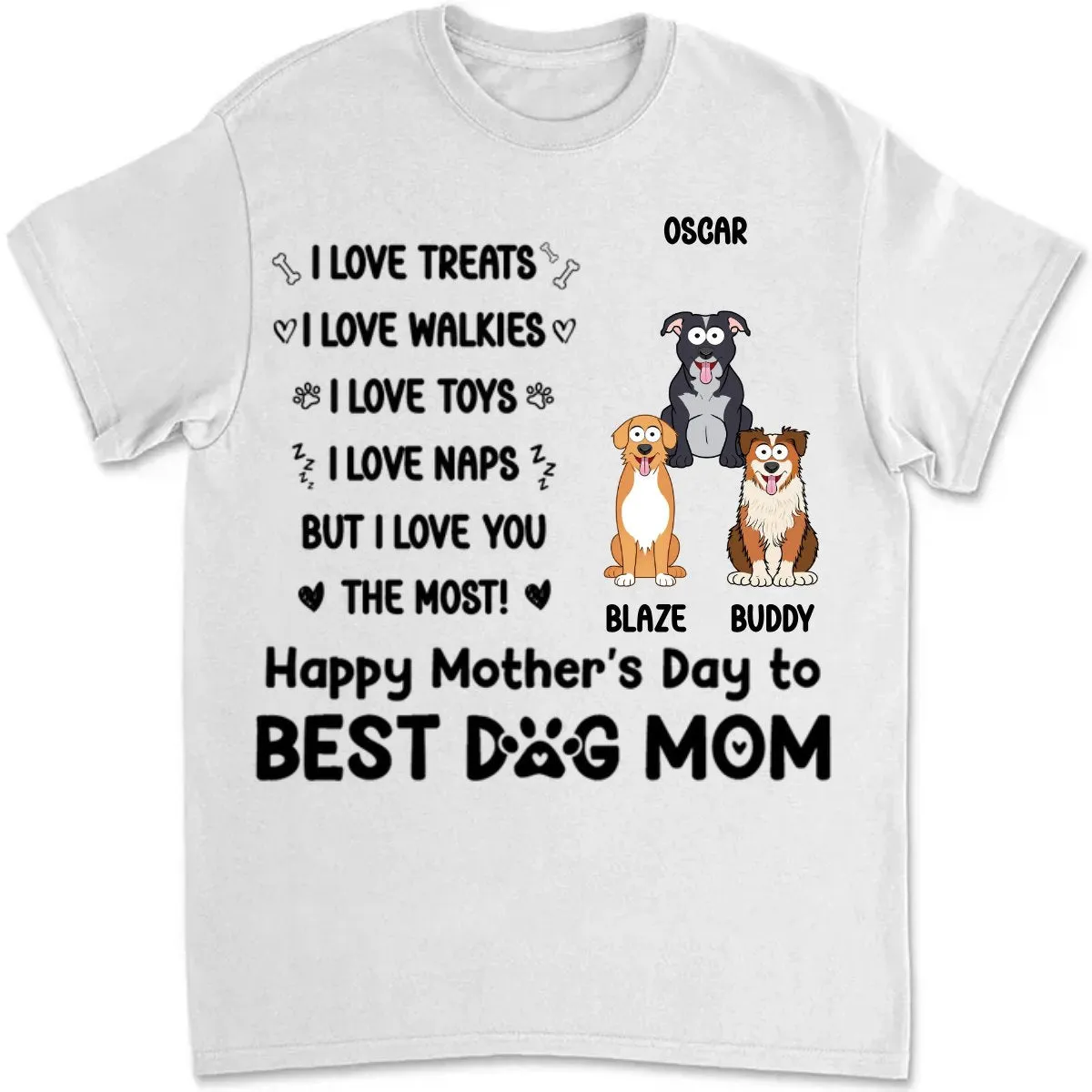 Dog Lovers - I Love Treats I Love Walkies - Personalized T-shirt