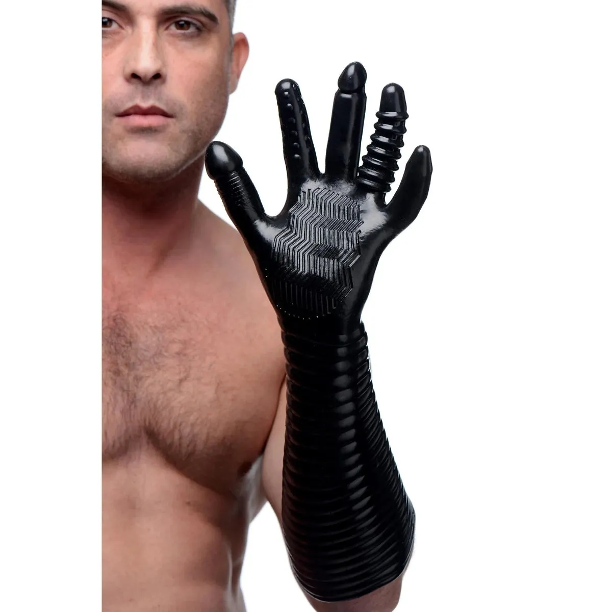 Master Series Pleasure Fister Textured Fisting Glove Black