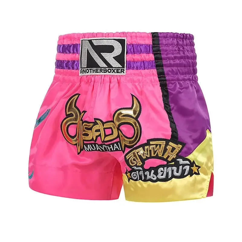 Muay Thai Shorts Embroidery Boxing Shorts Womens Mens Kids Kickboxing Fight Shorts Free Combat Grappling Martial Arts Clothing