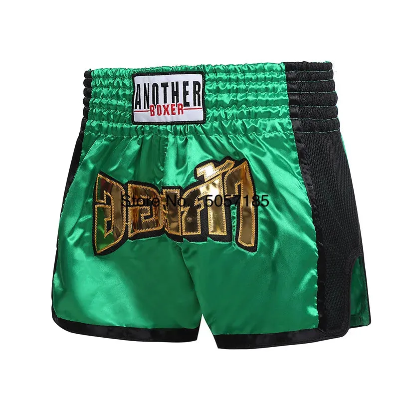 Muay Thai Shorts Embroidery Boxing Shorts Womens Mens Kids Kickboxing Fight Shorts Free Combat Grappling Martial Arts Clothing