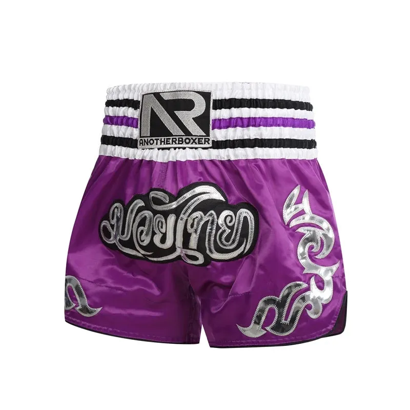 Muay Thai Shorts Embroidery Boxing Shorts Womens Mens Kids Kickboxing Fight Shorts Free Combat Grappling Martial Arts Clothing