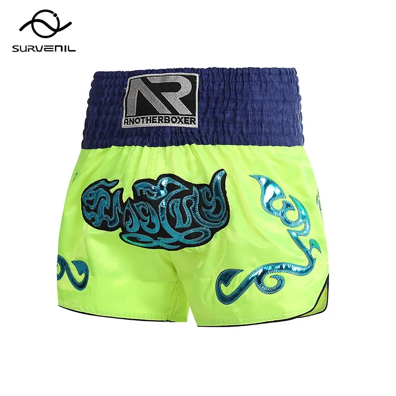 Muay Thai Shorts Embroidery Boxing Shorts Womens Mens Kids Kickboxing Fight Shorts Free Combat Grappling Martial Arts Clothing