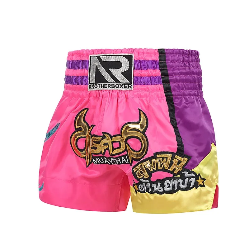 Muay Thai Shorts Embroidery Boxing Shorts Womens Mens Kids Kickboxing Fight Shorts Free Combat Grappling Martial Arts Clothing